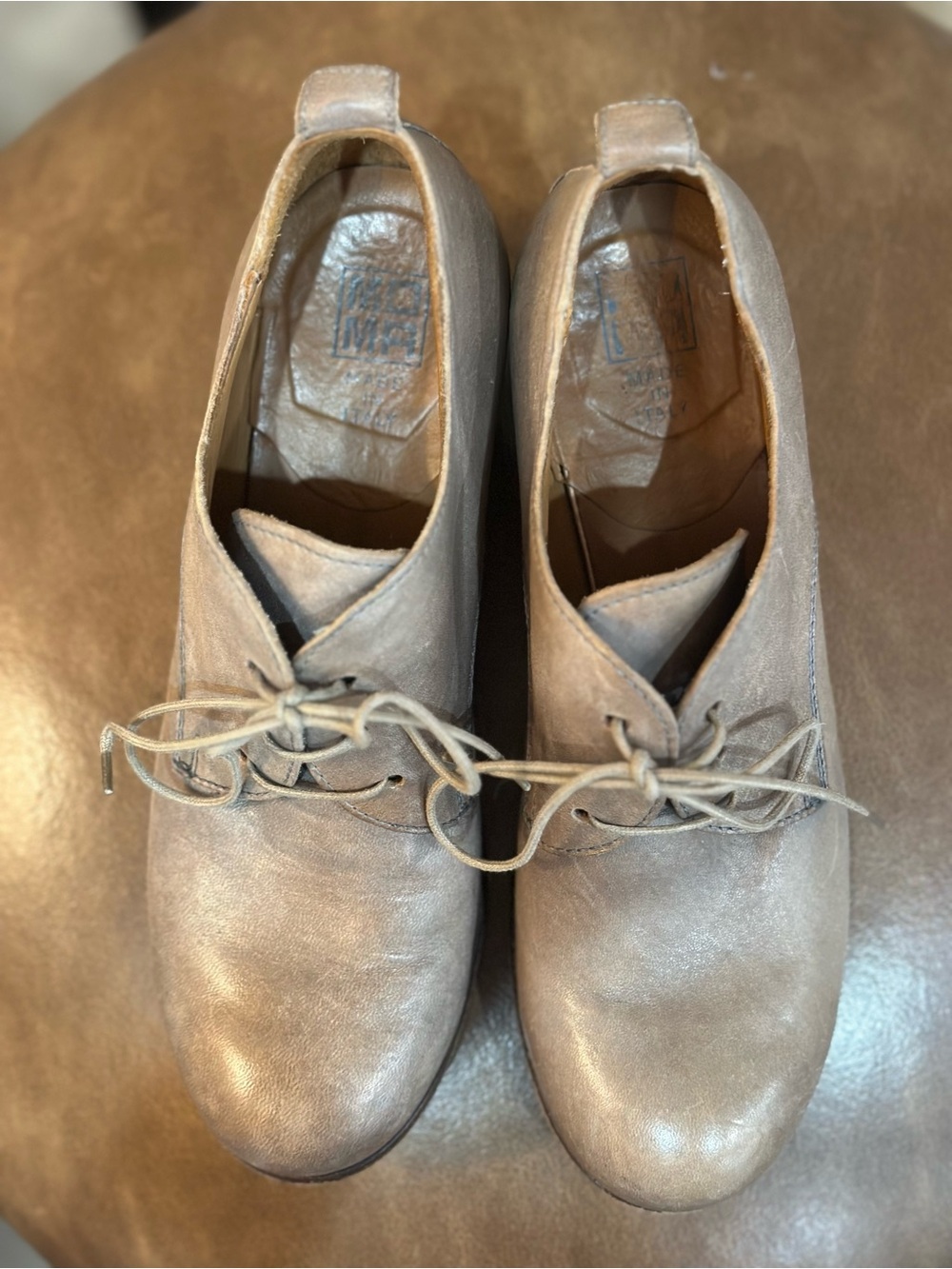 Moma Taupe Leather Derby Lace-Up Shoes size 38.5 (8-8.5) - Picture 7 of 10